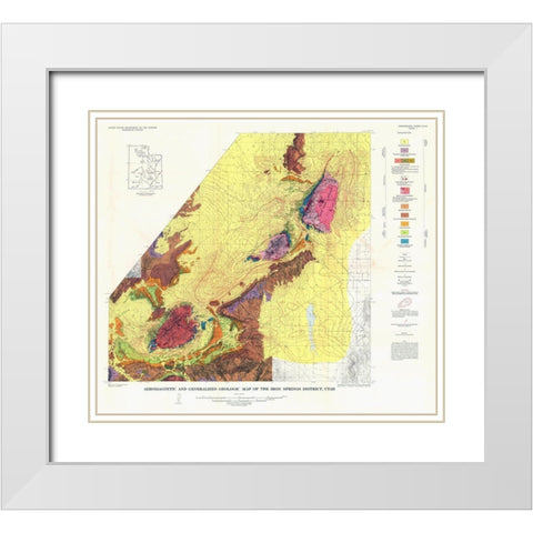 Iron Springs District Utah - USGS 1944 White Modern Wood Framed Art Print with Double Matting by USGS