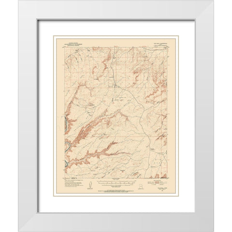 Knoll Utah Quad - USGS 1954 White Modern Wood Framed Art Print with Double Matting by USGS