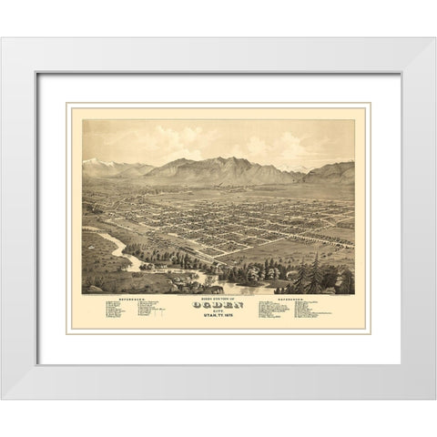 Ogden Utah - Glover 1875 White Modern Wood Framed Art Print with Double Matting by Glover