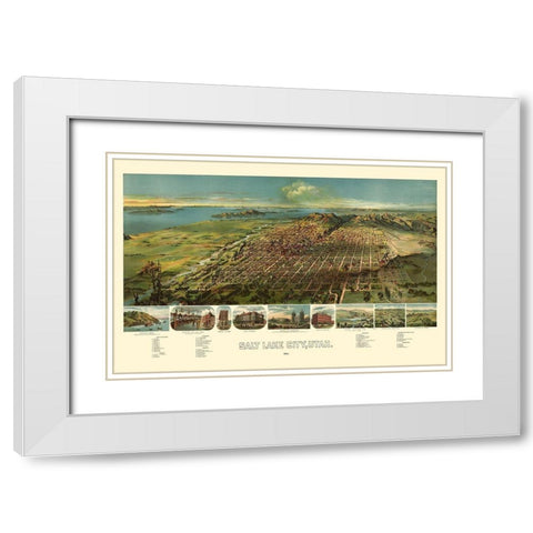 Salt Lake City Utah - American Pub Co 1891 White Modern Wood Framed Art Print with Double Matting by American Pub Co