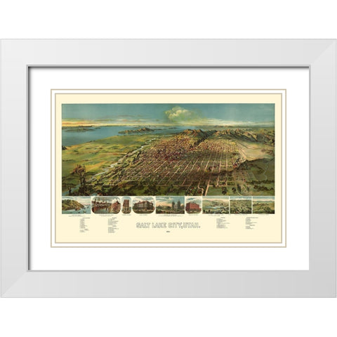 Salt Lake City Utah - American Pub Co 1891 White Modern Wood Framed Art Print with Double Matting by American Pub Co
