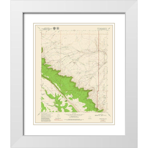 Sooner Bench Utah Quad - USGS 1954 White Modern Wood Framed Art Print with Double Matting by USGS