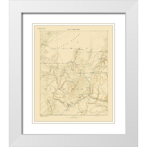 St George Utah Sheet - USGS 1891 White Modern Wood Framed Art Print with Double Matting by USGS