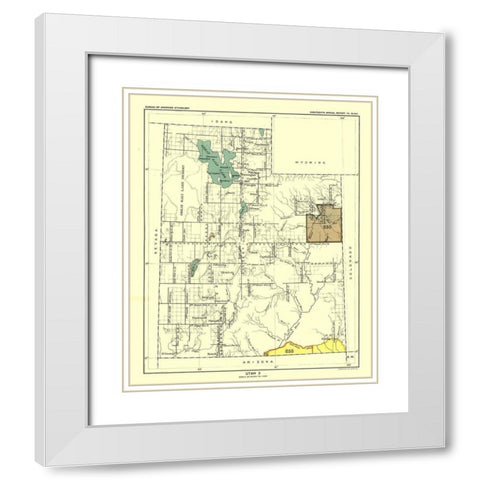 Utah - Hoen 1896 White Modern Wood Framed Art Print with Double Matting by Hoen