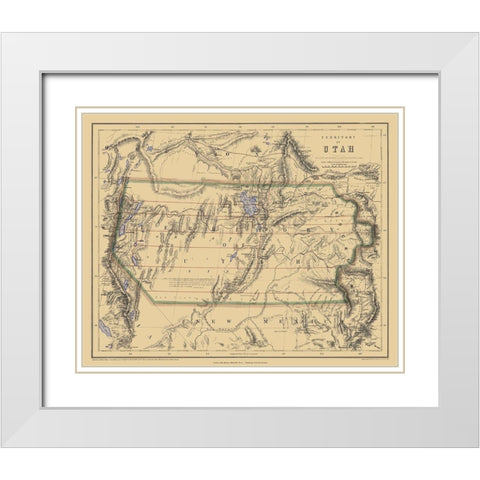Utah Territory - Rogers and Holt 1857 White Modern Wood Framed Art Print with Double Matting by Rogers
