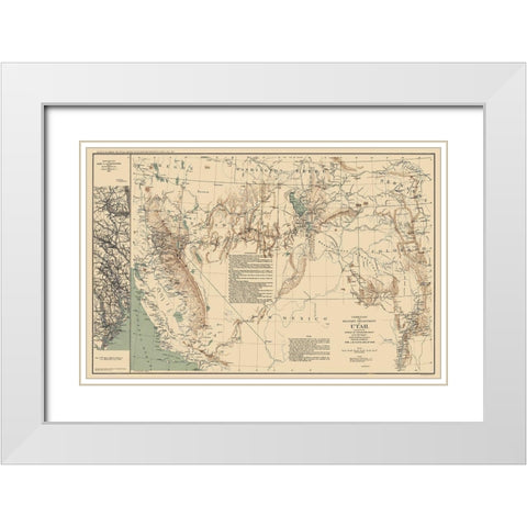 Utah Territory - US War Dept 1860 White Modern Wood Framed Art Print with Double Matting by US War Dept