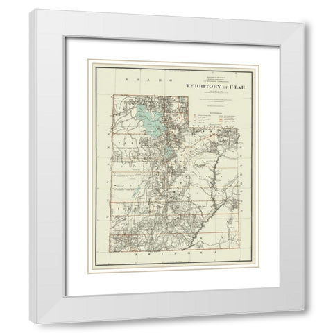 Utah Territory - Dept of Interior 1879 White Modern Wood Framed Art Print with Double Matting by DOI