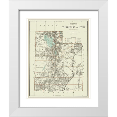 Utah Territory - Dept of Interior 1879 White Modern Wood Framed Art Print with Double Matting by DOI