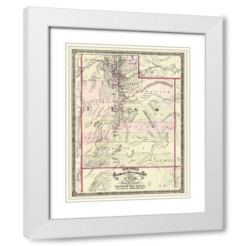 Utah - Cram 1875 White Modern Wood Framed Art Print with Double Matting by Cram