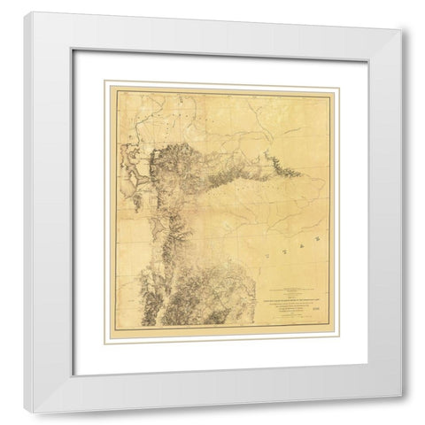 Utah Railroad Survey, Map 1 - Siebert 1855 White Modern Wood Framed Art Print with Double Matting by Siebert