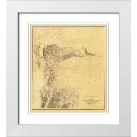 Utah Railroad Survey, Map 1 - Siebert 1855 White Modern Wood Framed Art Print with Double Matting by Siebert