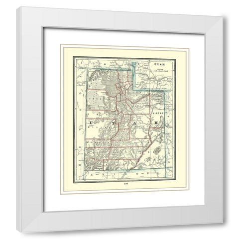 Utah - Rathbun 1893 White Modern Wood Framed Art Print with Double Matting by Rathbun