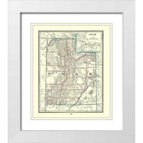 Utah - Rathbun 1893 White Modern Wood Framed Art Print with Double Matting by Rathbun