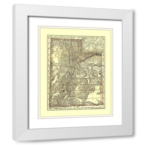 Utah - Rand McNally 1876 White Modern Wood Framed Art Print with Double Matting by Rand McNally
