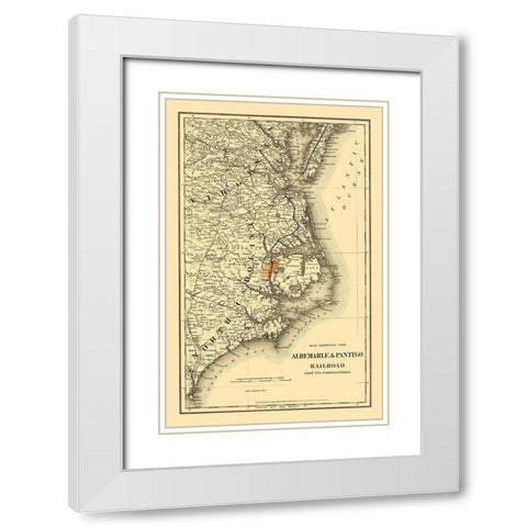 Albemarle and Pantego Railroad Connections 1887 White Modern Wood Framed Art Print with Double Matting by Colton