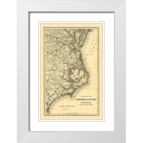 Albemarle and Pantego Railroad Connections 1887 White Modern Wood Framed Art Print with Double Matting by Colton