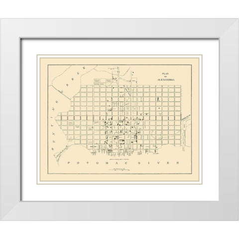Alexandria Virginia - 1862 White Modern Wood Framed Art Print with Double Matting by Unknown