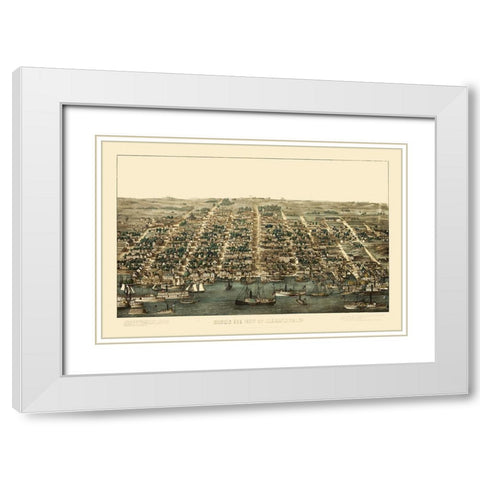 Alexandria Virginia - 1863 White Modern Wood Framed Art Print with Double Matting by Unknown