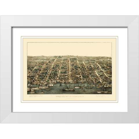 Alexandria Virginia - 1863 White Modern Wood Framed Art Print with Double Matting by Unknown