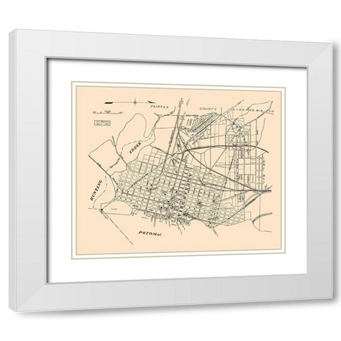Alexandria Virginia - Peyton 1915 White Modern Wood Framed Art Print with Double Matting by Peyton