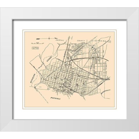 Alexandria Virginia - Peyton 1915 White Modern Wood Framed Art Print with Double Matting by Peyton