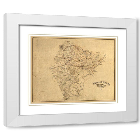 Albemarle County Virginia - Hotchkifs 1867 White Modern Wood Framed Art Print with Double Matting by Hotchkifs