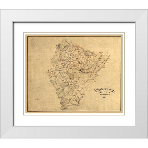 Albemarle County Virginia - Hotchkifs 1867 White Modern Wood Framed Art Print with Double Matting by Hotchkifs