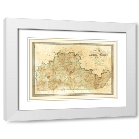 Amelia County Virginia - Booker 1850 White Modern Wood Framed Art Print with Double Matting by Booker