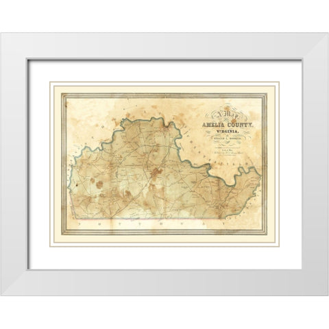 Amelia County Virginia - Booker 1850 White Modern Wood Framed Art Print with Double Matting by Booker