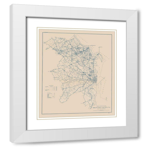 Arlington County Virginia - 1920 White Modern Wood Framed Art Print with Double Matting by Unknown