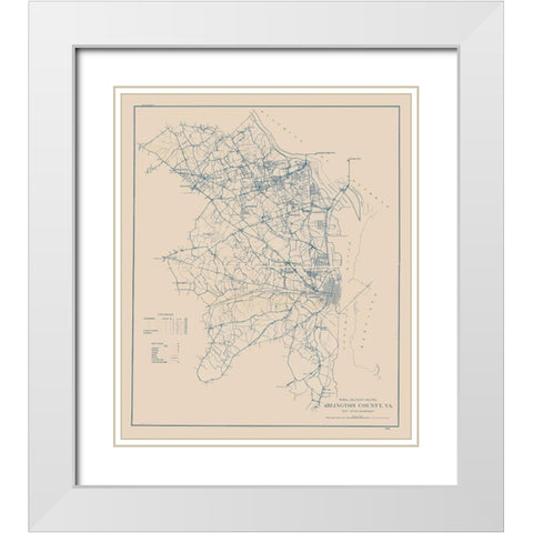 Arlington County Virginia - 1920 White Modern Wood Framed Art Print with Double Matting by Unknown