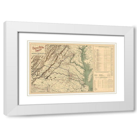 Battle Fields Virginia - 1898 White Modern Wood Framed Art Print with Double Matting by Unknown