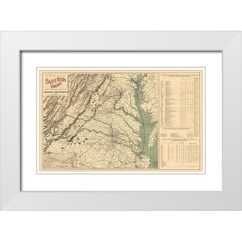Battle Fields Virginia - 1898 White Modern Wood Framed Art Print with Double Matting by Unknown