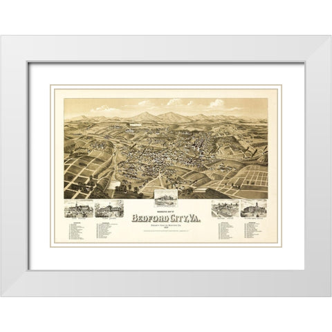 Bedford Virginia - 1891 White Modern Wood Framed Art Print with Double Matting by Unknown