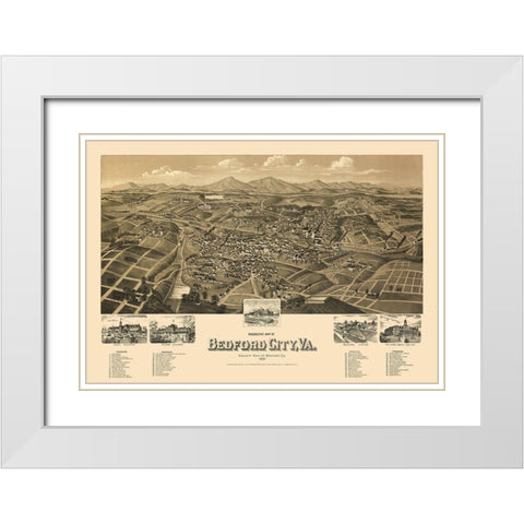 Bedford Virginia - Perry 1891 White Modern Wood Framed Art Print with Double Matting by Perry
