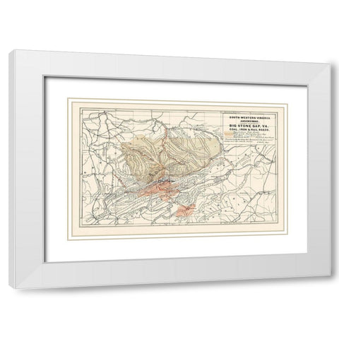 South Western Virginia - Nader 1892 White Modern Wood Framed Art Print with Double Matting by Nader