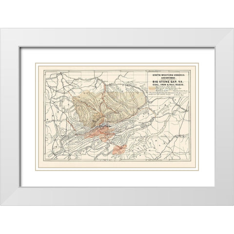 South Western Virginia - Nader 1892 White Modern Wood Framed Art Print with Double Matting by Nader