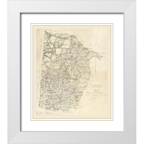 Brunswick County Virginia - Graves 1864 White Modern Wood Framed Art Print with Double Matting by Graves