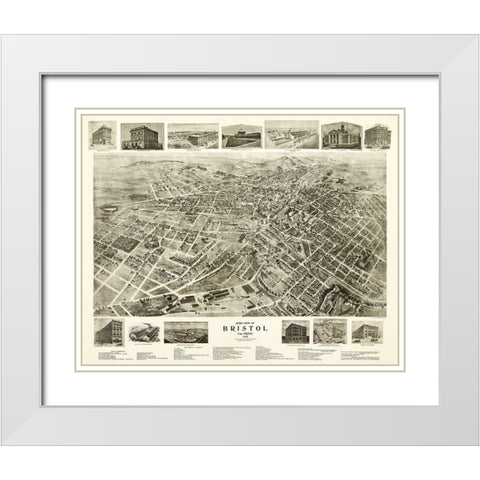 Bristol Virginia - Fowell 1912 White Modern Wood Framed Art Print with Double Matting by Fowler