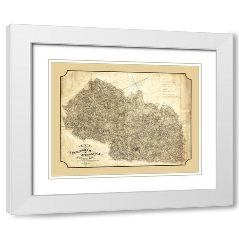 Buckingham County Virginia - Cassell 1863 White Modern Wood Framed Art Print with Double Matting by Cassell