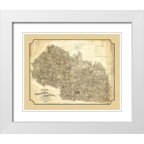 Buckingham County Virginia - Cassell 1863 White Modern Wood Framed Art Print with Double Matting by Cassell