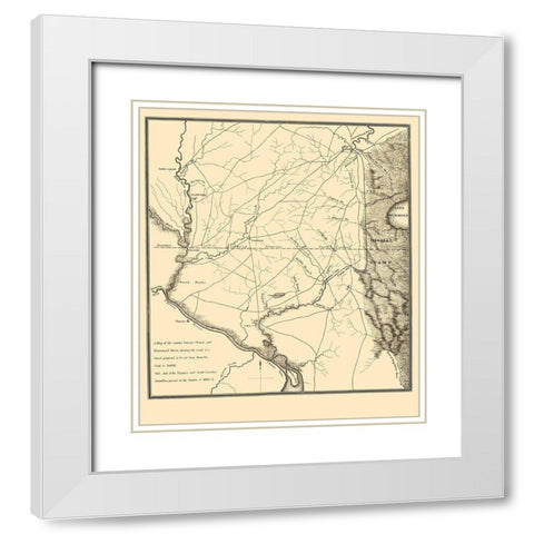 Proposed Canal - Bennetts Creek to Suffolk 1834 White Modern Wood Framed Art Print with Double Matting by Gales