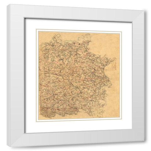 Caroline County Virginia - Alt 1860 White Modern Wood Framed Art Print with Double Matting by Alt
