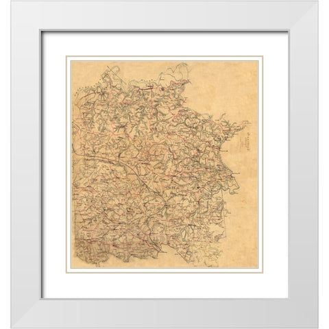 Caroline County Virginia - Alt 1860 White Modern Wood Framed Art Print with Double Matting by Alt