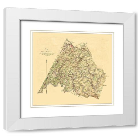 Campbell County Virginia - Campbell 1860 White Modern Wood Framed Art Print with Double Matting by Campbell