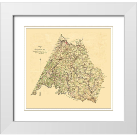 Campbell County Virginia - Campbell 1860 White Modern Wood Framed Art Print with Double Matting by Campbell