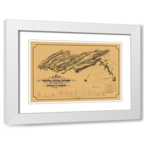 Central Railroad Virginia - Gillt 1860 White Modern Wood Framed Art Print with Double Matting by Gillt
