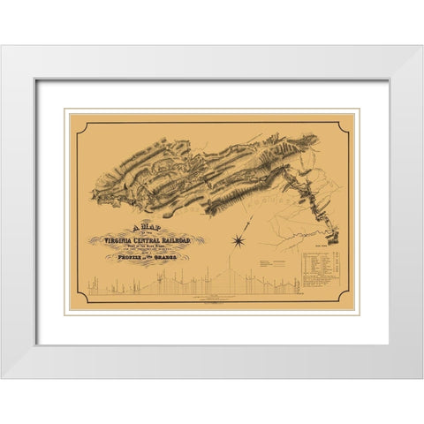 Central Railroad Virginia - Gillt 1860 White Modern Wood Framed Art Print with Double Matting by Gillt