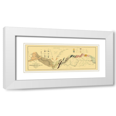 Chesapeake and Ohio Railway, Showing Minerals 1872 White Modern Wood Framed Art Print with Double Matting by Maury
