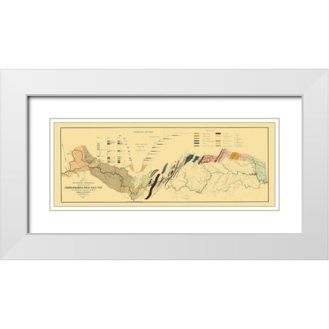 Chesapeake and Ohio Railway, Showing Minerals 1872 White Modern Wood Framed Art Print with Double Matting by Maury